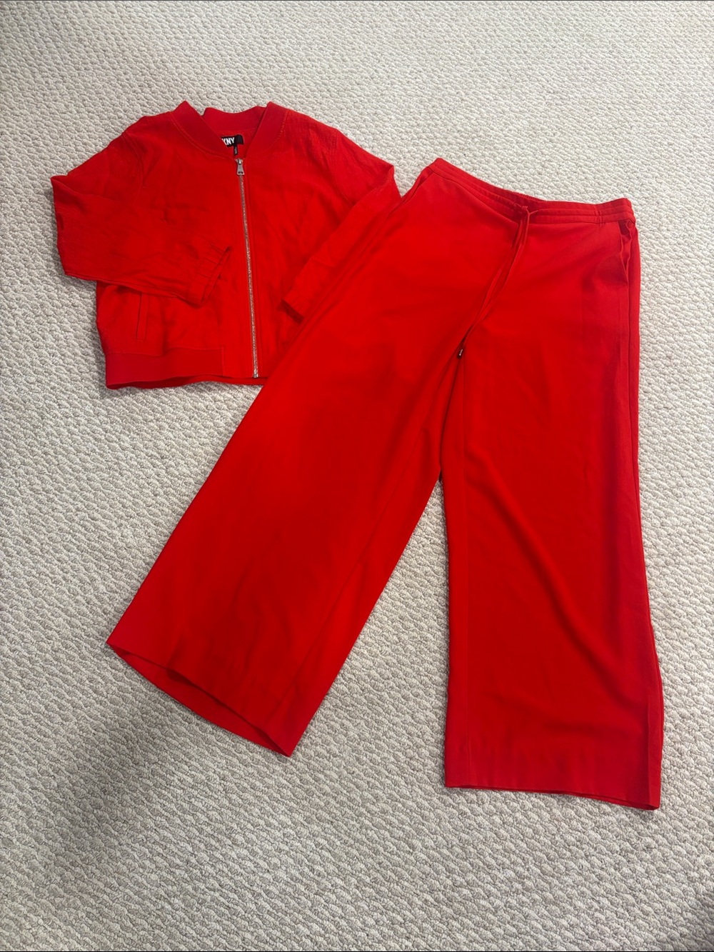 Red Wide-Leg Pants & jacket dkny